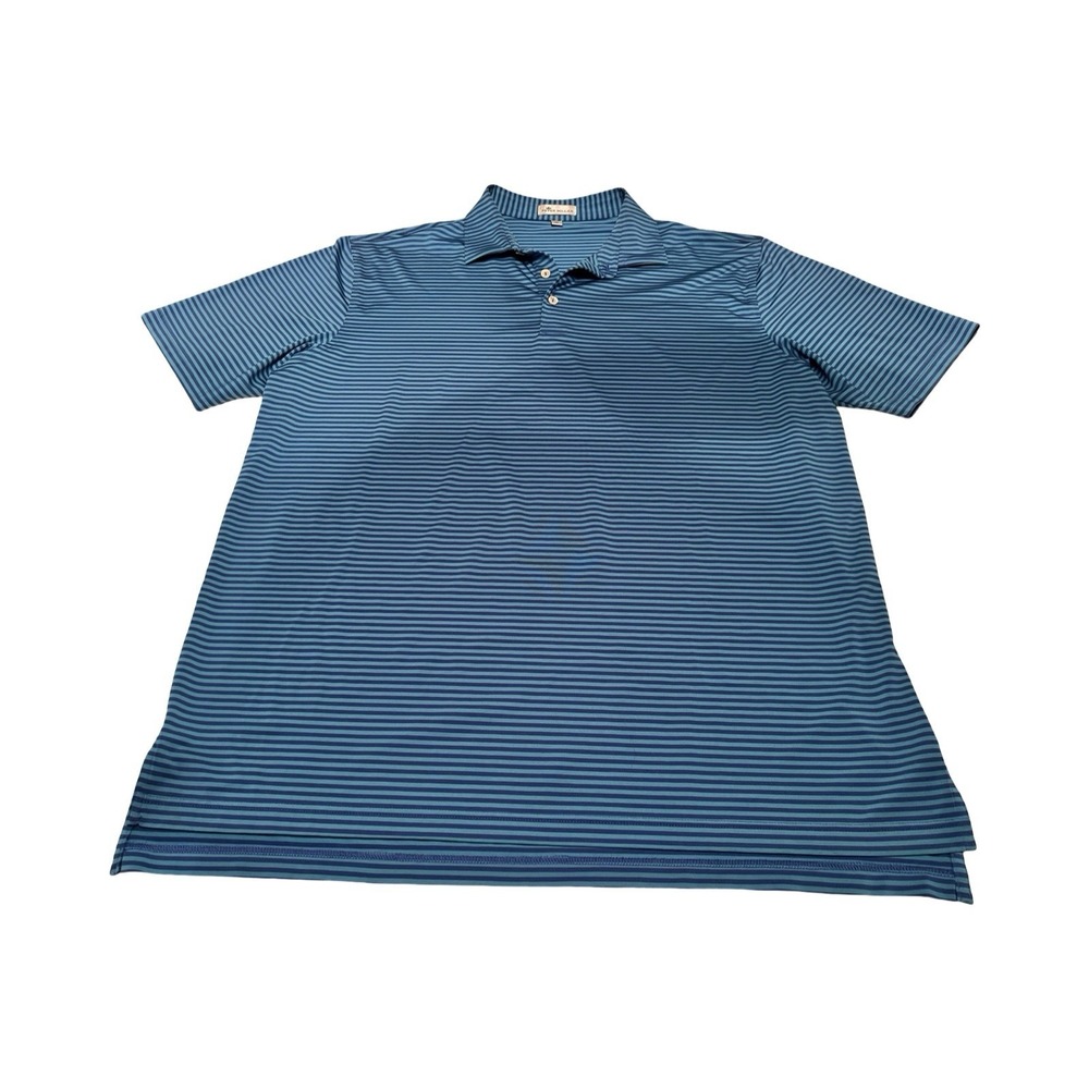 Peter Millar Mens XL Blue Striped Performance Golf Polo‎ Shirt MF18EK02S